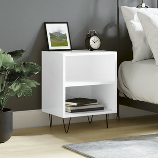 Bedside Cabinet High Gloss White 40x30x50 cm Engineered Wood - Giant Lobelia