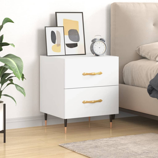 vidaXL Bedside Cabinet White 40x35x47.5 cm Engineered Wood - Giant Lobelia