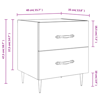 vidaXL Bedside Cabinet White 40x35x47.5 cm Engineered Wood - Giant Lobelia