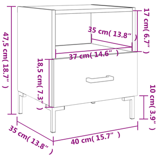 vidaXL Bedside Cabinet White 40x35x47.5 cm Engineered Wood - Giant Lobelia