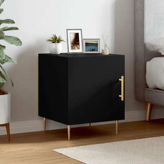 Bedside Cabinet Black 40x40x50 cm Engineered Wood - Giant Lobelia