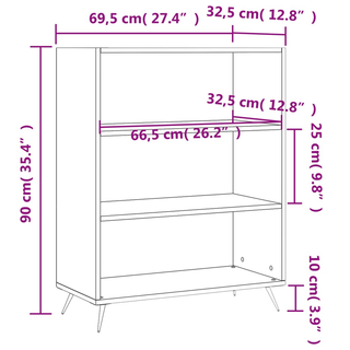 Bookcase Grey Sonoma 69.5x32.5x90 cm Engineered Wood - Giant Lobelia