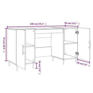 vidaXL Desk White 140x50x75 cm Engineered Wood - Giant Lobelia