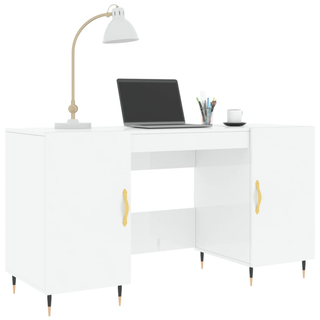 vidaXL Desk High Gloss White 140x50x75 cm Engineered Wood - Giant Lobelia