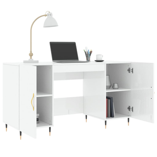 vidaXL Desk High Gloss White 140x50x75 cm Engineered Wood - Giant Lobelia