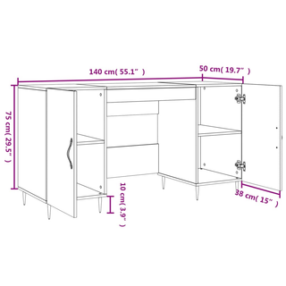 vidaXL Desk High Gloss White 140x50x75 cm Engineered Wood - Giant Lobelia