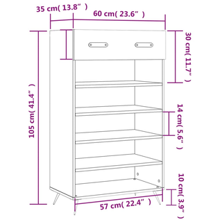 Shoe Cabinet Concrete Grey 60x35x105 cm Engineered Wood - Giant Lobelia