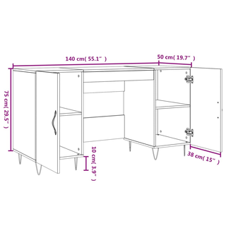 vidaXL Desk Grey Sonoma 140x50x75 cm Engineered Wood - Giant Lobelia