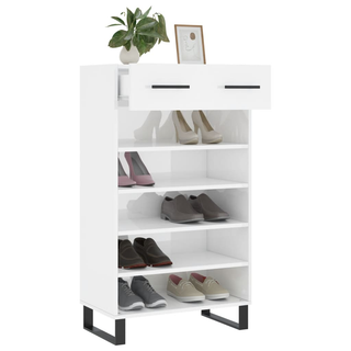 Shoe Cabinet High Gloss White 60x35x105 cm Engineered Wood - Giant Lobelia