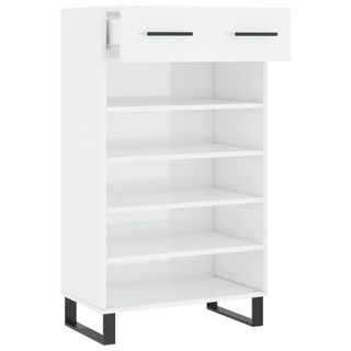 Shoe Cabinet High Gloss White 60x35x105 cm Engineered Wood - Giant Lobelia