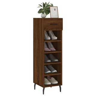 Shoe Cabinet Brown Oak 30x35x105 cm Engineered Wood - Giant Lobelia