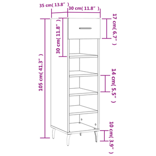 Shoe Cabinet Brown Oak 30x35x105 cm Engineered Wood - Giant Lobelia