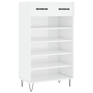 vidaXL Shoe Cabinet High Gloss White 60x35x105 cm Engineered Wood - GIANT LOBELIA