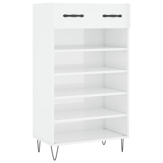 Shoe Cabinet High Gloss White 60x35x105 cm Engineered Wood - Giant Lobelia