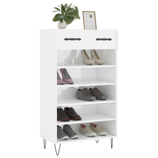 Shoe Cabinet High Gloss White 60x35x105 cm Engineered Wood - Giant Lobelia