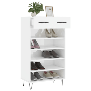 vidaXL Shoe Cabinet High Gloss White 60x35x105 cm Engineered Wood - GIANT LOBELIA