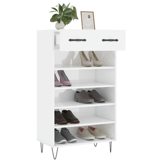 Shoe Cabinet High Gloss White 60x35x105 cm Engineered Wood - Giant Lobelia