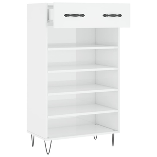 Shoe Cabinet High Gloss White 60x35x105 cm Engineered Wood - Giant Lobelia