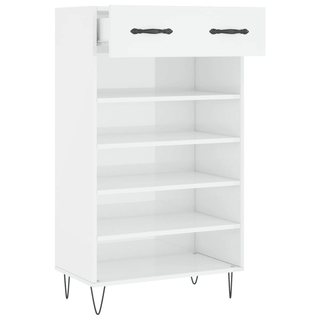 vidaXL Shoe Cabinet High Gloss White 60x35x105 cm Engineered Wood - GIANT LOBELIA