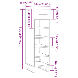 Shoe Cabinet Black 30x35x105 cm Engineered Wood - Giant Lobelia