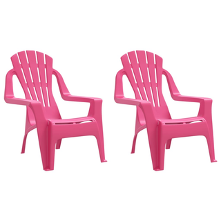 Garden Chairs for Children - Pink, Durable Material, Comfortable Seating, Wooden Texture Look - Giant Lobelia