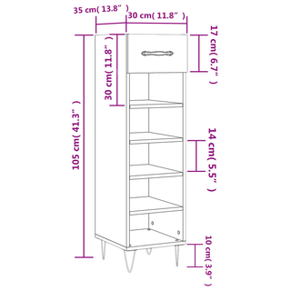 Shoe Cabinet White 30x35x105 cm Engineered Wood - Giant Lobelia