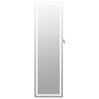 Mirror Jewellery Cabinet with LED Lights Wall Mounted White - Giant Lobelia