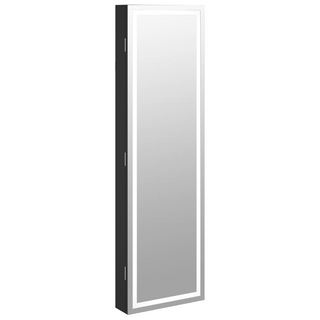 Mirror Jewellery Cabinet with LED Lights Wall Mounted Black - Giant Lobelia