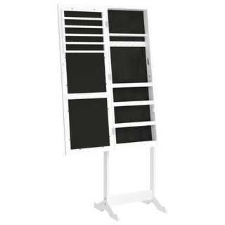 Mirror Jewellery Cabinet Free Standing White 42x38x152 cm - Giant Lobelia