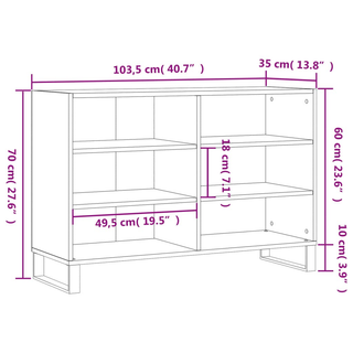 Sideboard White 103.5x35x70 cm Engineered Wood - Giant Lobelia