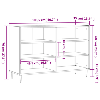 Sideboard High Gloss White 103.5x35x70 cm Engineered Wood - Giant Lobelia