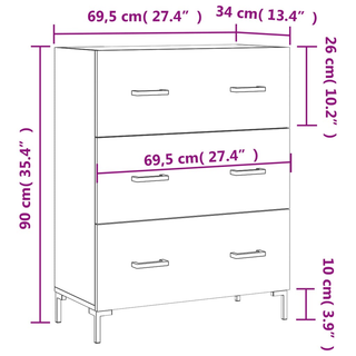 vidaXL Sideboard White 69.5x34x90 cm Engineered Wood - Giant Lobelia