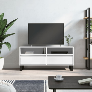 TV Cabinet High Gloss White 100x34.5x44.5 cm Engineered Wood - Giant Lobelia