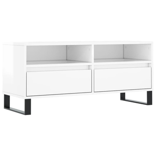 TV Cabinet High Gloss White 100x34.5x44.5 cm Engineered Wood - Giant Lobelia