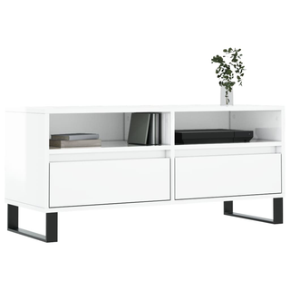 TV Cabinet High Gloss White 100x34.5x44.5 cm Engineered Wood - Giant Lobelia