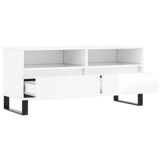 TV Cabinet High Gloss White 100x34.5x44.5 cm Engineered Wood - Giant Lobelia