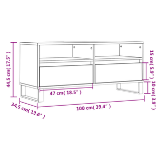 TV Cabinet High Gloss White 100x34.5x44.5 cm Engineered Wood - Giant Lobelia