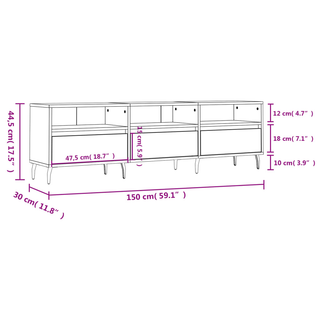 TV Cabinet Grey Sonoma 150x30x44.5 cm Engineered Wood - Giant Lobelia