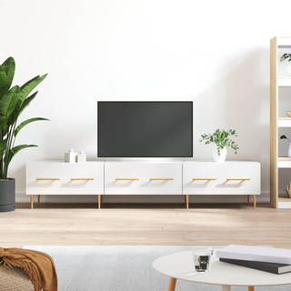 TV Cabinet High Gloss White 150x36x30 cm Engineered Wood - Giant Lobelia