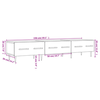 TV Cabinet High Gloss White 150x36x30 cm Engineered Wood - Giant Lobelia