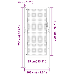 vidaXL Garden Gate Anthracite 105x250 cm Steel - Giant Lobelia