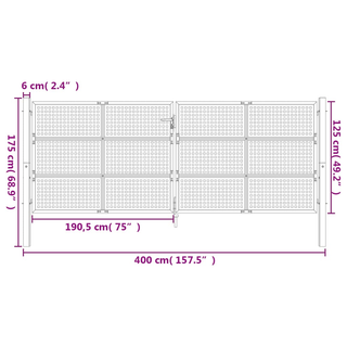 vidaXL Garden Gate Anthracite 400x175 cm Steel - Giant Lobelia