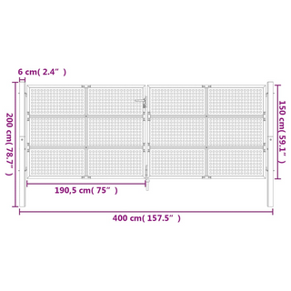 vidaXL Garden Gate Anthracite 400x200 cm Steel - Giant Lobelia