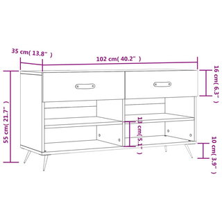 Shoe Bench Grey Sonoma 102x35x55 cm Engineered Wood - Giant Lobelia