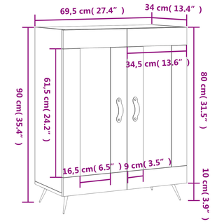 vidaXL Sideboard Sonoma Oak 69.5x34x90 cm Engineered Wood - Giant Lobelia