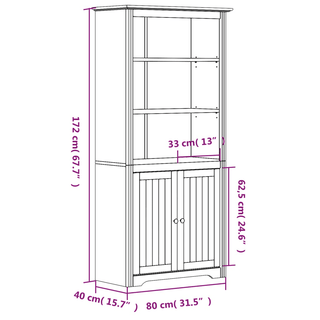 Bookcase BODO White - French Design - Solid Wood Pine - Giant Lobelia