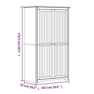 vidaXL Wardrobe BODO White 101x52x176.5 cm Solid Wood Pine - Giant Lobelia