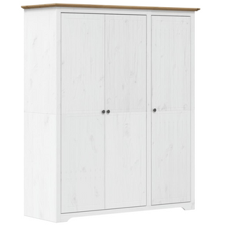 vidaXL Wardrobe BODO White and Brown 151.5x52x176.5cm Solid Wood Pine - Giant Lobelia