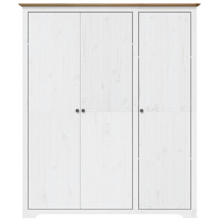 vidaXL Wardrobe BODO White and Brown 151.5x52x176.5cm Solid Wood Pine - Giant Lobelia