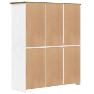 vidaXL Wardrobe BODO White and Brown 151.5x52x176.5cm Solid Wood Pine - Giant Lobelia